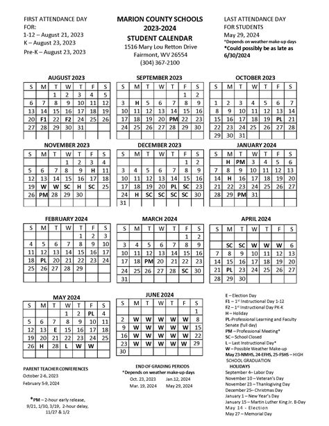 Fairmont State Academic Calendar